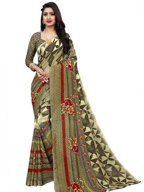 women geometric printed georgette saree with blouse - 21300295 - Very Small Image - 1
