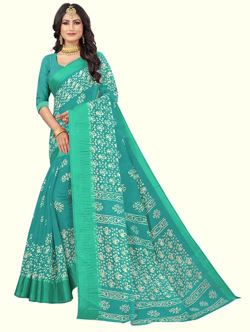 light blue printed saree - 21300325 - Very Small Image - 1