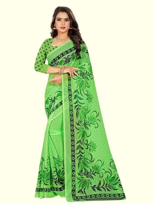 women green geometric printed saree - 21300446 - Very Small Image - 1
