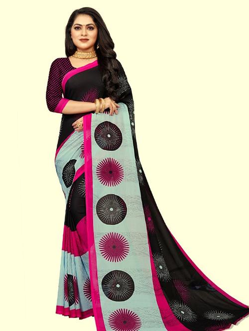 women printed saree with blouse - 21300456 - Very Small Image - 1