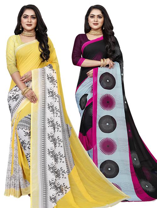 combos pack of 2 printed sarees - 21300483 - Very Small Image - 1