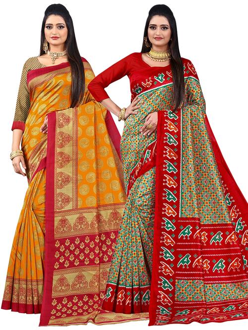 pack of 2 printed saree - 21300595 - Very Small Image - 1