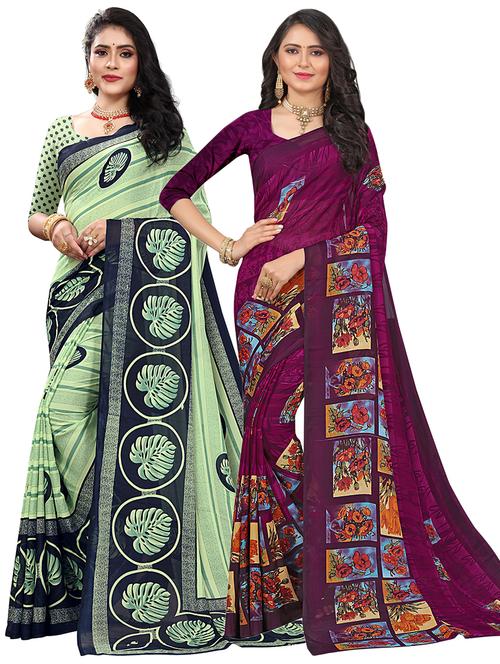 pack of 2 printed saree - 21300652 - Very Small Image - 1