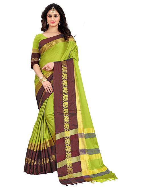 women lime solid boredered saree - 21300661 - Very Small Image - 1
