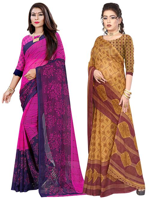 pack of 2 printed saree with blouse - 21300740 - Very Small Image - 1