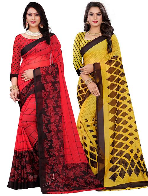 women pack of 2 printed sarees - 21300794 - Very Small Image - 1