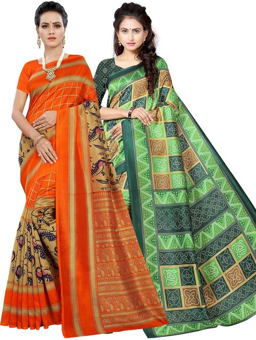 women pack of 2 printed sarees - 21300825 - Very Small Image - 1