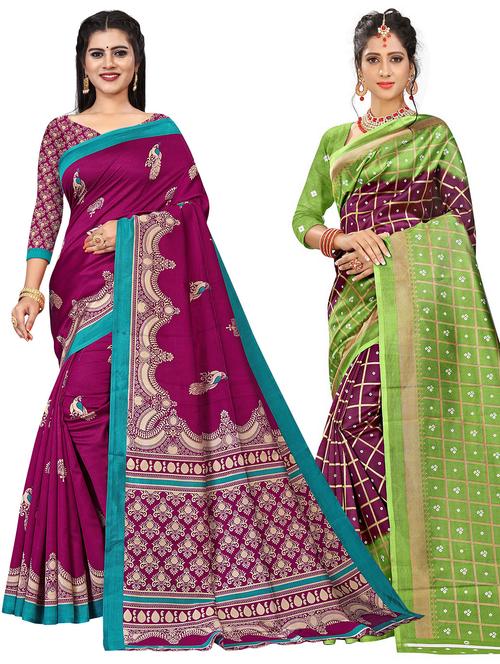 pack of 2 printed saree with blouse - 21300869 - Very Small Image - 1