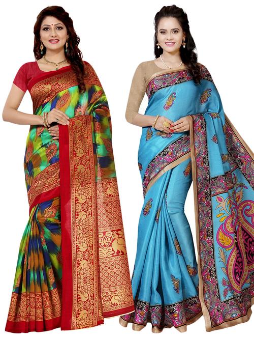 pack of 2 multi colored combo saree - 21300888 - Very Small Image - 1