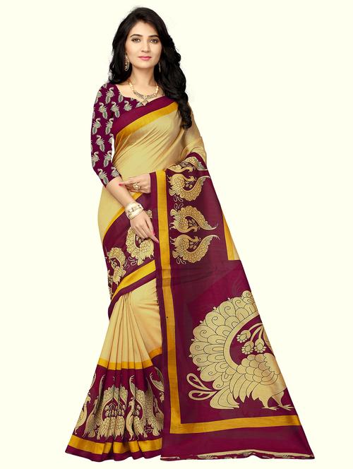 women magenta printed saree with blouse - 21300923 - Very Small Image - 1