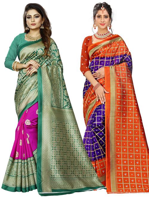 pack of 2 printed saree with blouse - 21300930 - Very Small Image - 1