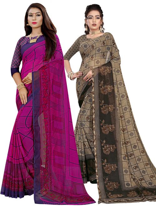pack of 2 printed saree - 21301135 - Very Small Image - 1