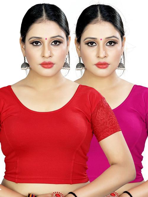 women pack of 2 solid regular blouses - 21301262 - Very Small Image - 1