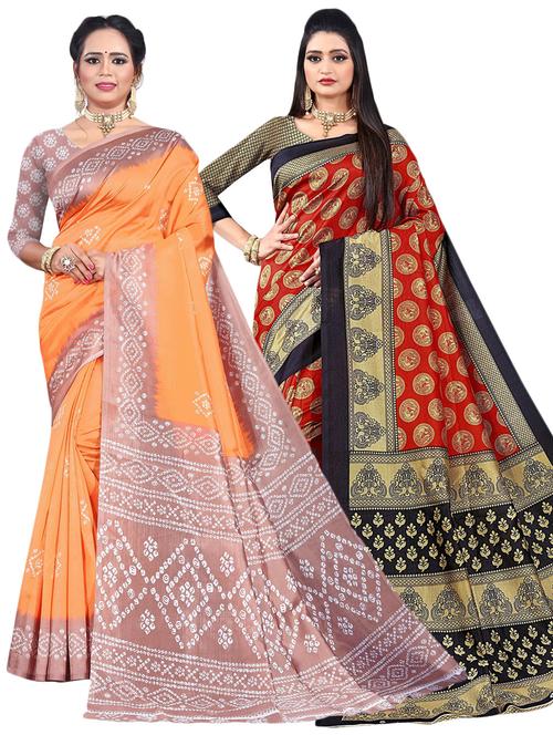 women pack of 2 printed saree with blouse - 21301326 - Very Small Image - 1