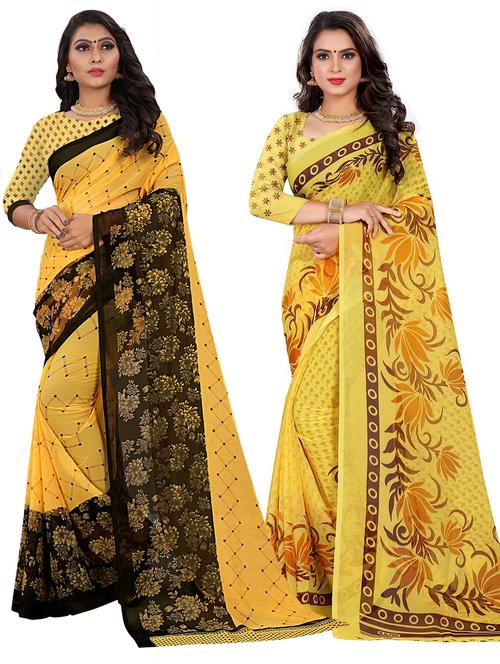 women pack of 2 printed saree - 21301330 - Very Small Image - 1