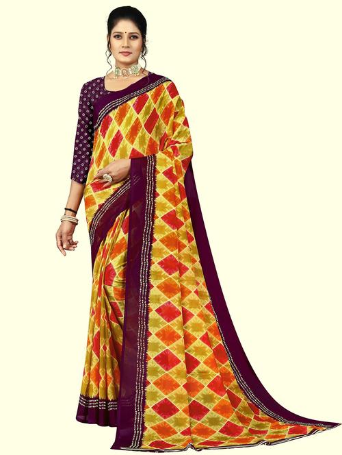 women multi color printed georgette saree - 21301439 - Very Small Image - 1
