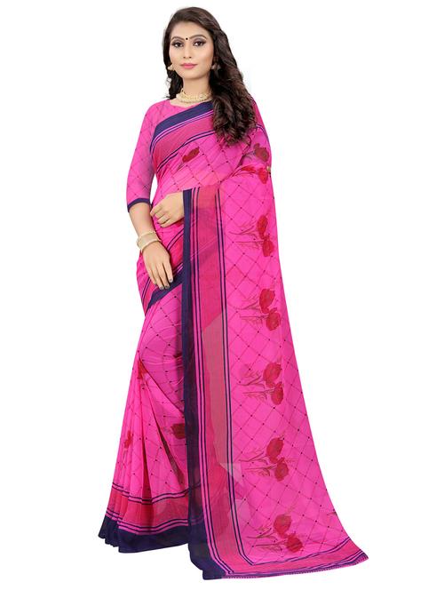 women pink printed saree - 21301453 - Very Small Image - 1