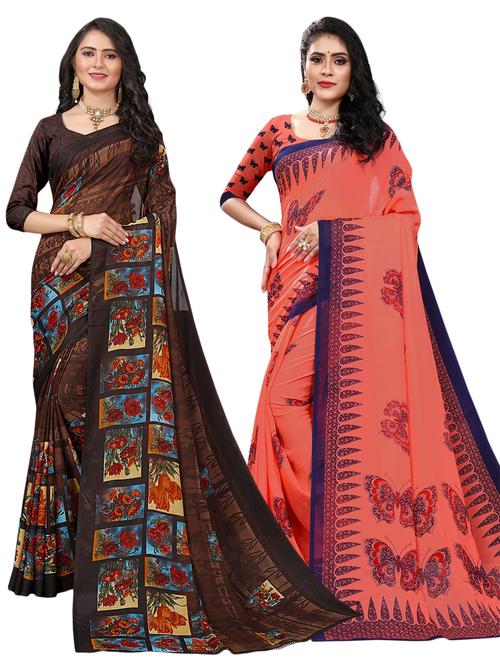 pack of 2 multi colored combo saree - 21301544 - Very Small Image - 1