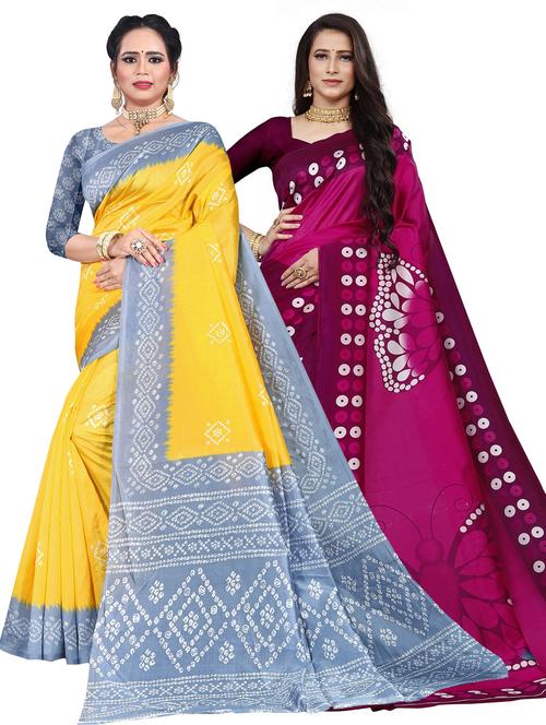 pack of 2 multi colored combo saree with blouse - 21301570 - Very Small Image - 1