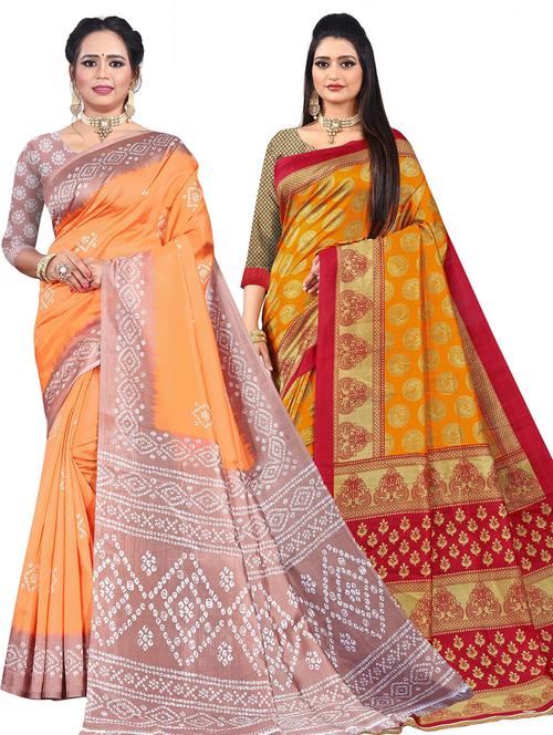 pack of 2 printed saree with blouse - 21301681 - Very Small Image - 1