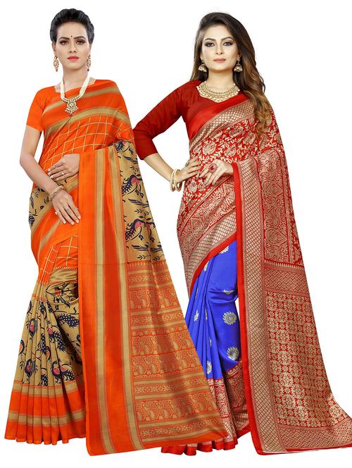 multi colored art silk printed saree - 21301730 - Very Small Image - 1