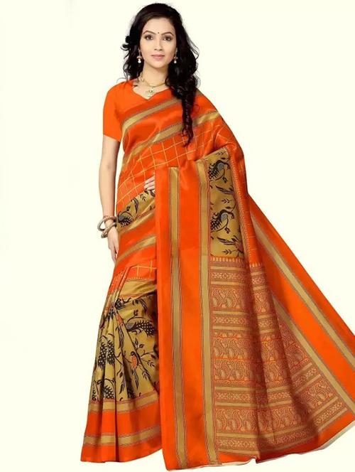 women orange printed saree - 21301792 - Very Small Image - 1