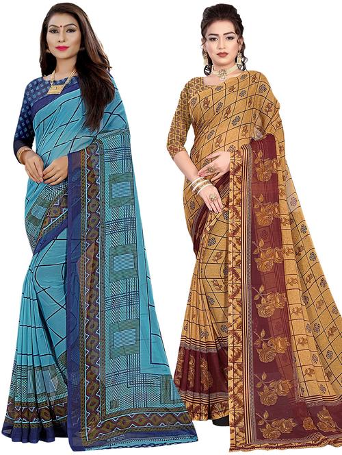 pack of 2 multi colored combo saree - 21301888 - Very Small Image - 1