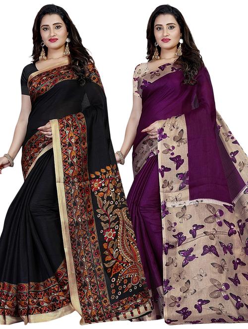 women set of 2 multi colored printed saree with blouse - 21301971 - Very Small Image - 1