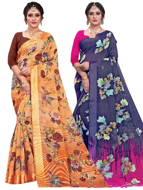 pack of 2 printed saree - 21302004 - Very Small Image - 1