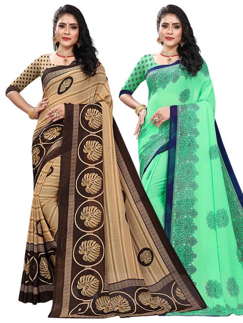 pack of 2 printed saree with blouse - 21302012 - Very Small Image - 1