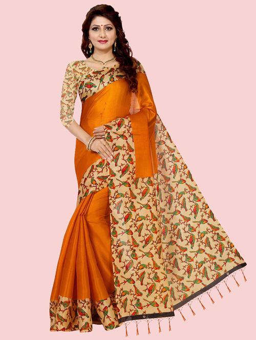 yellow plain saree with blouse - 21302020 - Very Small Image - 1