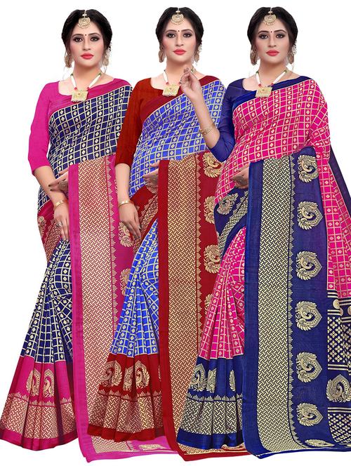pack of 3 printed saree - 21302069 - Very Small Image - 1