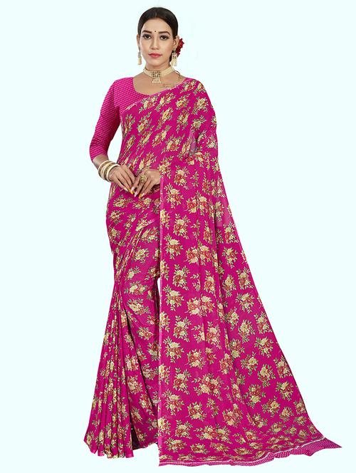 women floral printed saree with blouse - 21302198 - Very Small Image - 1