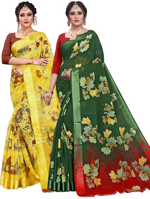 pack of 2 printed saree with blouse - 21302353 - Very Small Image - 1