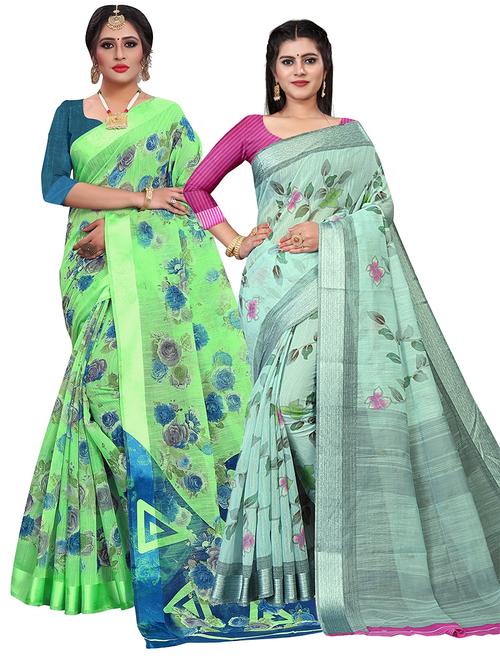 pack of 2 printed saree with blouse - 21302355 - Very Small Image - 1