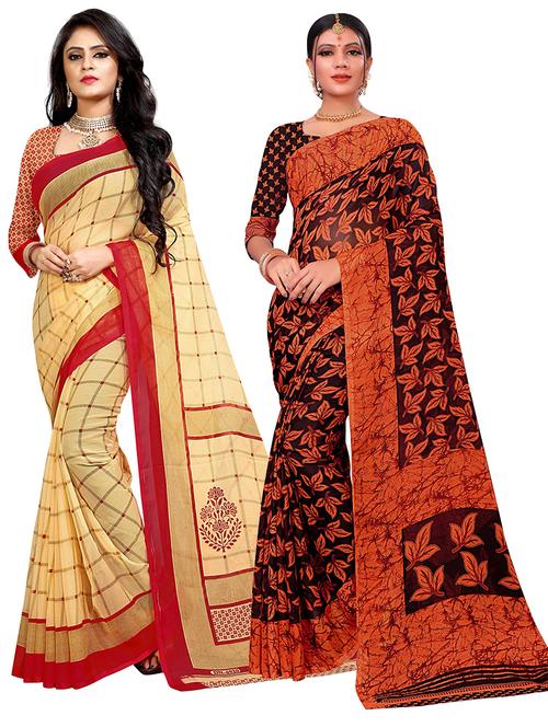 pack of 2 printed saree - 21302360 - Very Small Image - 1