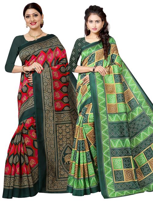 pack of 2 printed saree with blouse - 21302378 - Very Small Image - 1