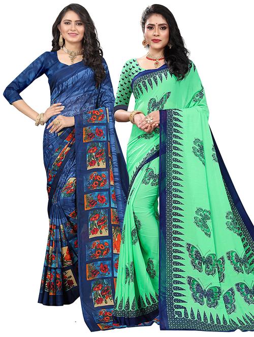 pack of 2 printed saree - 21302395 - Very Small Image - 1