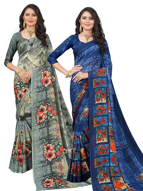 pack of 2 printed saree - 21302397 - Very Small Image - 1