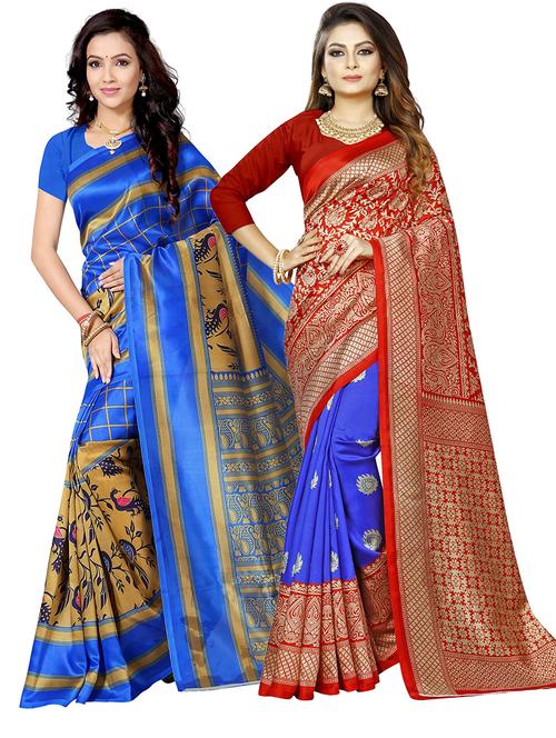 pack of 2 multi colored combo saree - 21302510 - Very Small Image - 1