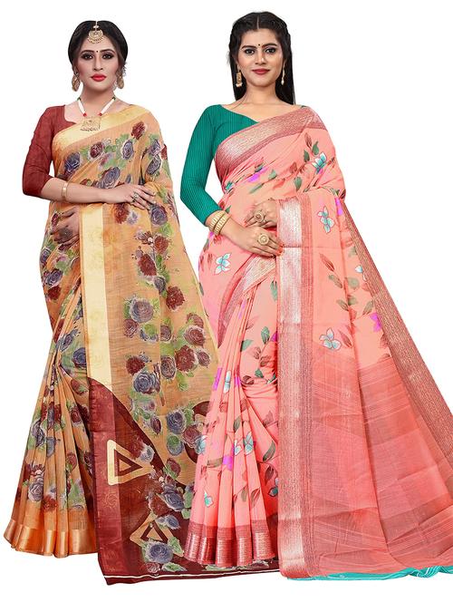 cream mysore saree set of 2 with blouse - 21302983 - Very Small Image - 1
