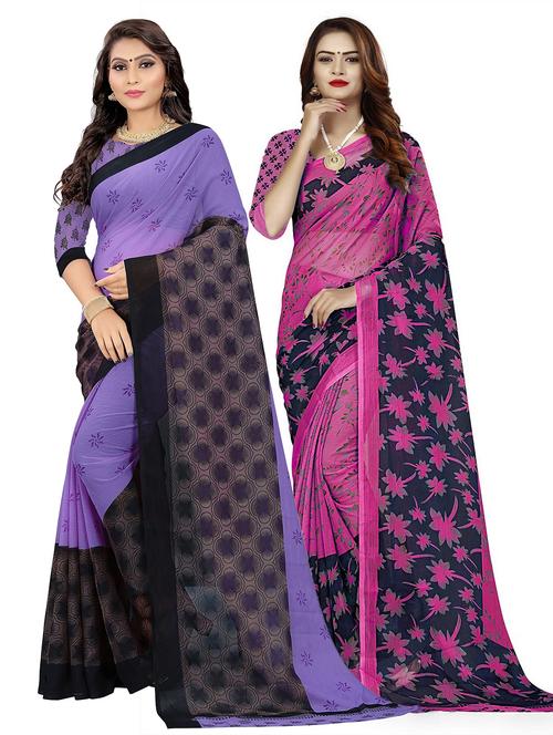 pack of 2 printed saree with blouse - 21303092 - Very Small Image - 1