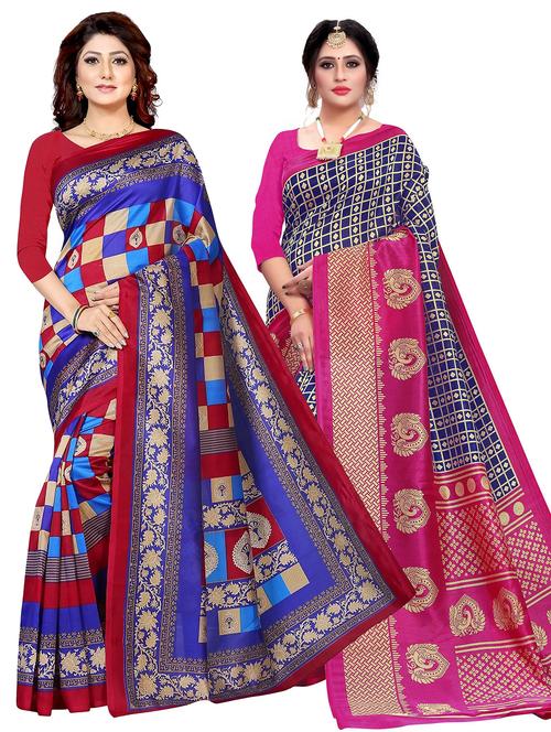 women pack of 2 printed saree - 21303181 - Very Small Image - 1