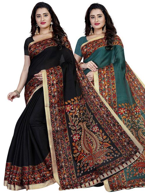 women set of 2 printed sarees with blouse - 21303225 - Very Small Image - 1