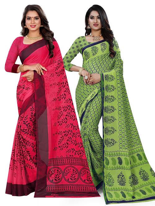 pack of 2 multi colored combo saree - 21303243 - Very Small Image - 1