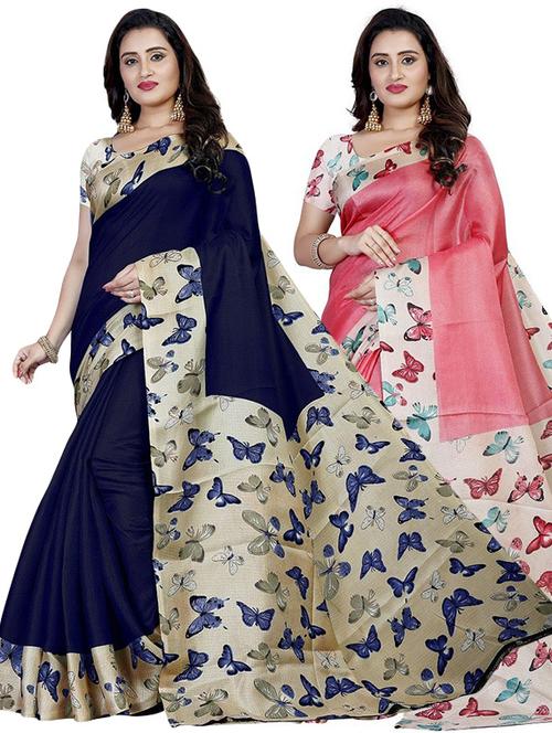 women pack of 2 printed saree - 21303333 - Very Small Image - 1