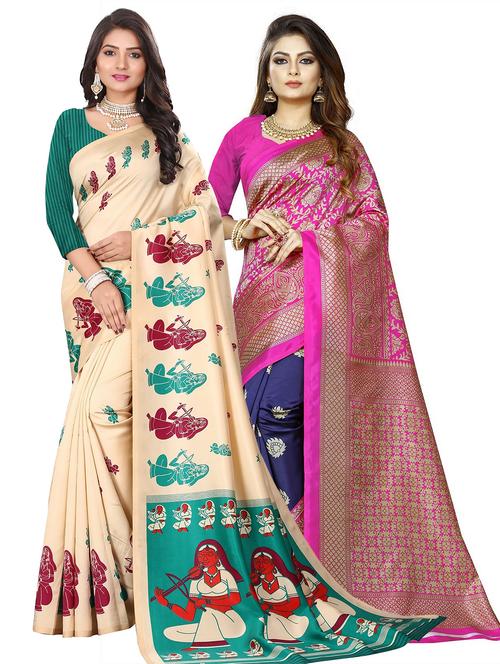 pack of 2 printed saree - 21303355 - Very Small Image - 1