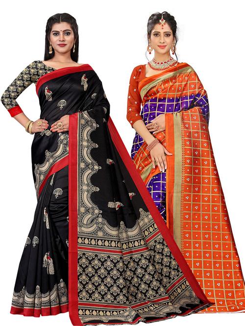 women set of 2 printed sarees - 21303398 - Very Small Image - 1