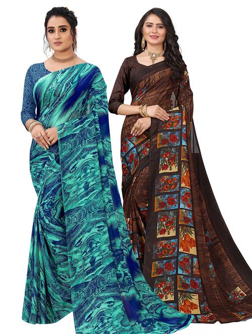 pack of 2 printed saree - 21303474 - Very Small Image - 1