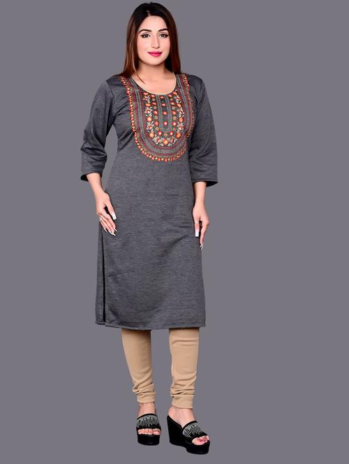 grey wool woolen kurta - 21304357 - Very Small Image - 1